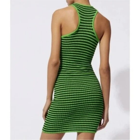 Solid & Striped Sia Green Black Mini Dress Womens Size XS - Picture 2 of 6